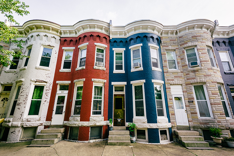 Baltimore colorful row homes